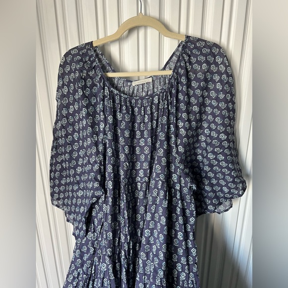 SOLD. Doen Sorell Dress Size LARGE Blue Boho Organic Cotton Maxi - Picture 2 of 5